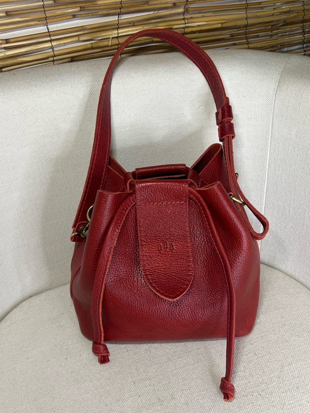 Portland Leather Chili Red Drawstring Firefly Shoulder Bag
